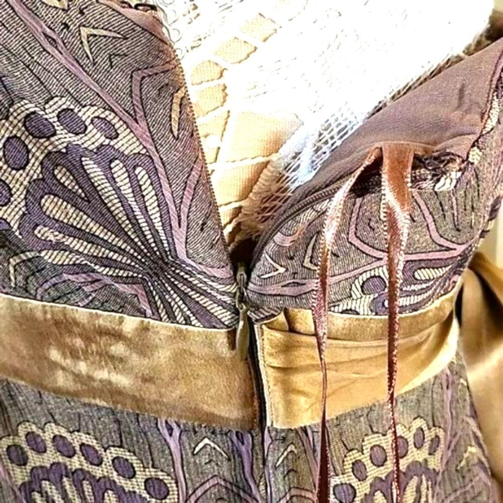 Ted Baker 100% Silk Strapless Dress Ruched Empire Waist Size 3 Boho Chic Retro - Picture 4 of 9